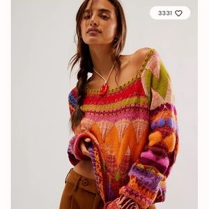 Free People Lydia Monochrome Pullover Sweater